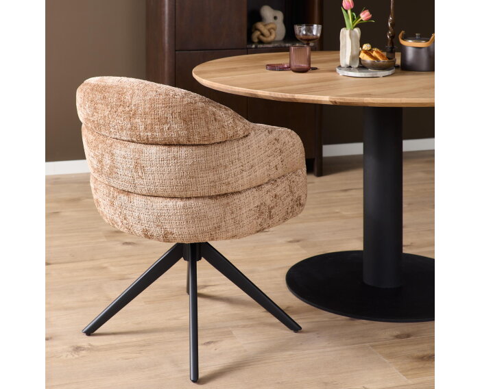 Eetkamerstoel Bella | Cinnamon | Poot Black | Met armleuning