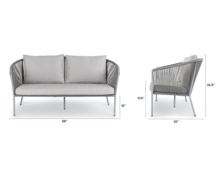 REIMS LOUNGE BENCH 2S L81 X W173 X H83.5CM (12053 )  -  ALU LIGHT GREY 17-5102 TPG (12053)