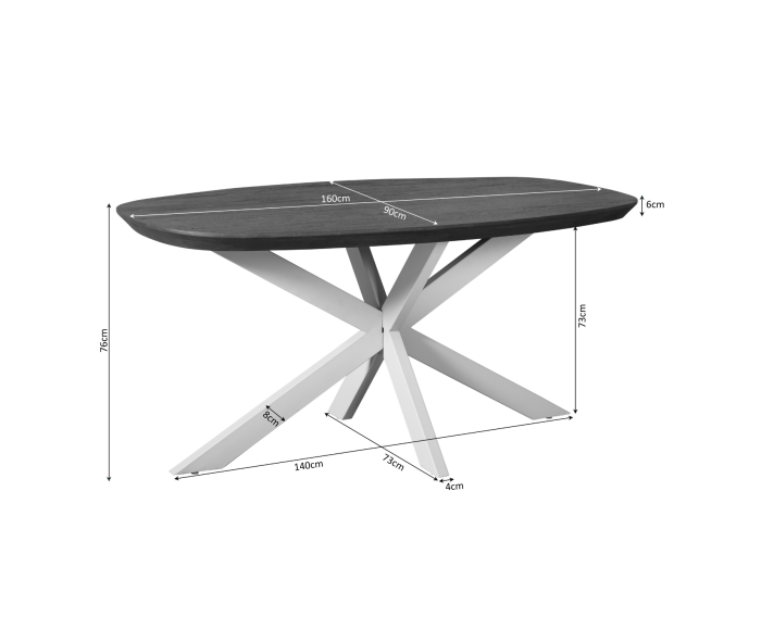 Eettafel Madison Naturel | 160 cm | Deens ovaal