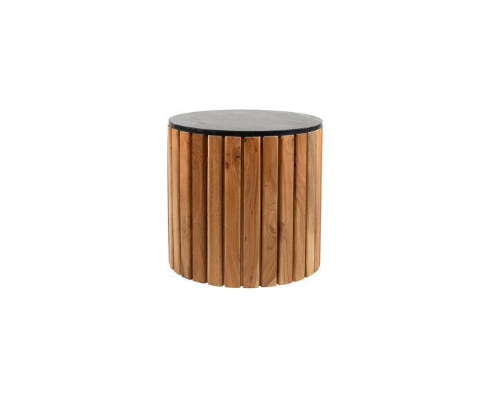 Bijzettafel marmer Black Ø50, H50, Acacia Natural - Zanzibar Collection