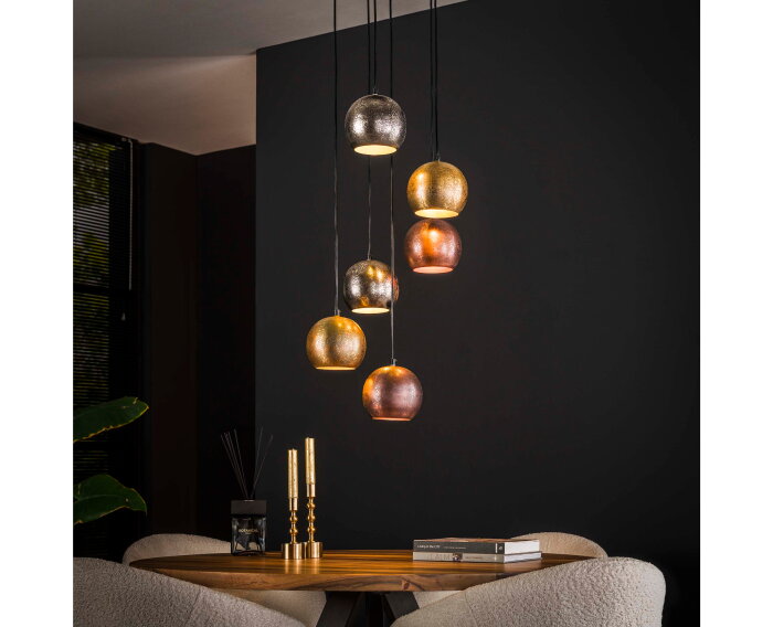 Hanglamp Maria getrapt metal 6 lampen - mix color