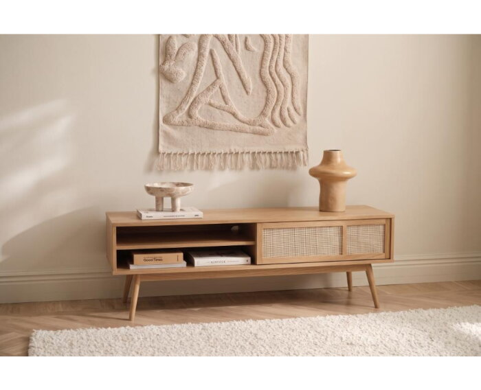 Tv-meubel Barrali - eikenfineer naturel - 150x45x50 cm - 1 deur
