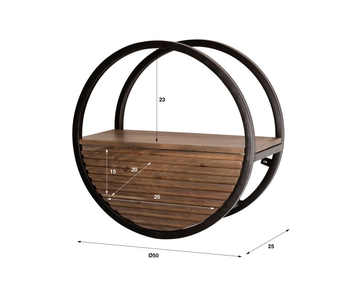 Wandschap Circular 1L &Oslash;50 - Massief acacia bruin