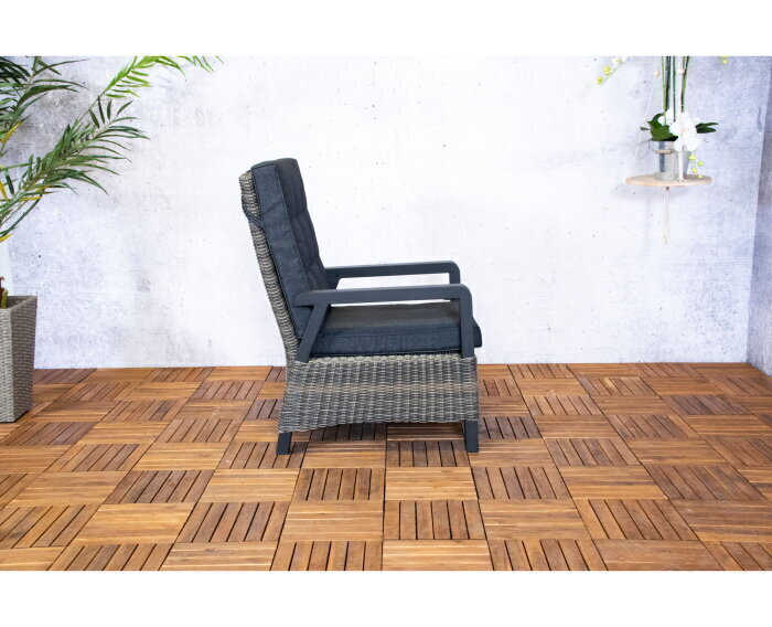 Luxury lounge stoel Princess  verstelbaar Wicker - Grijs