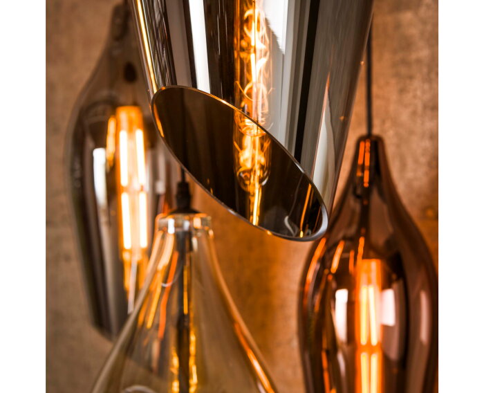 Hanglamp Cocoon getrapt mix glass 5 lampen - Zwart
