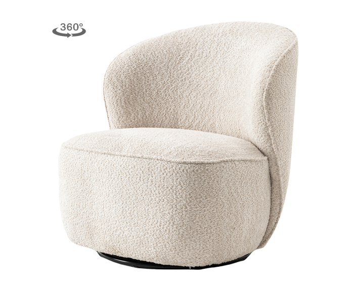 Belvi Fauteuil - fabric AJ3019-08 Cream (draaibaar)