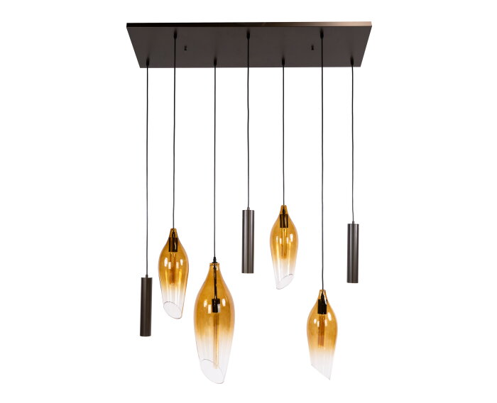 Hanglamp Cocoon Pendel 4+3L - Sienna bruin-shaded