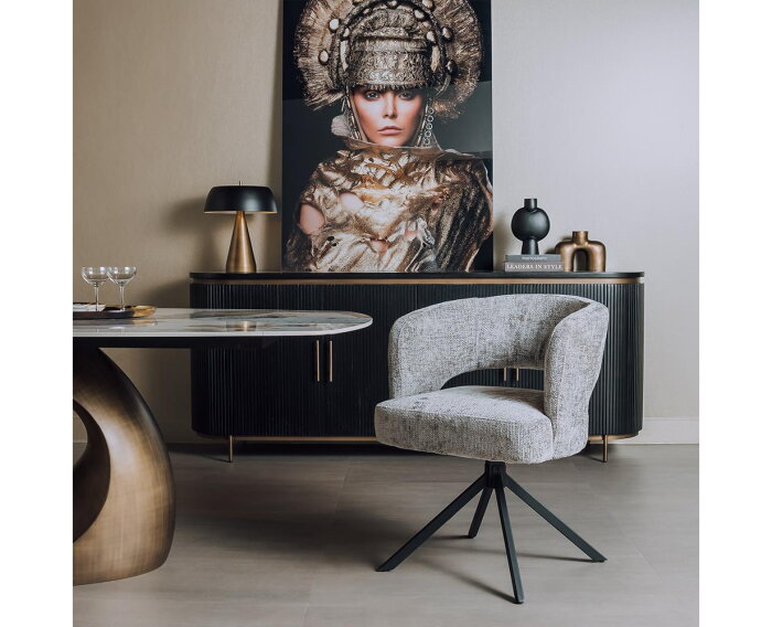Tower Living Eetkamerstoel Mura draaibaar Chenille - Silver
