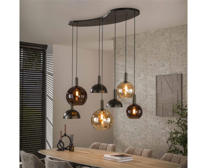 Hanglamp 4+3L Cluster - Sienna brown