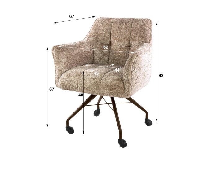 Armstoel Raster wieltjes VPE2 - Alura zand - brons