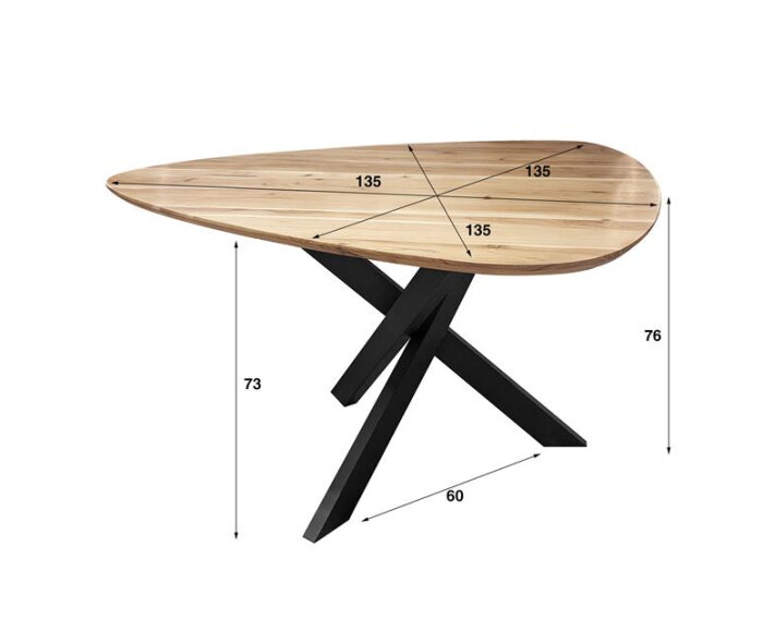 Eetkamertafel driehoek - Massief acacia naturel