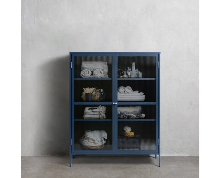Vitrinekast Bronco metaal 140 cm - Blauw