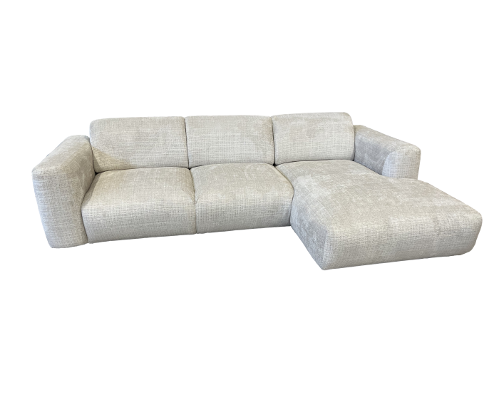 Hoekbank Kiki Cremona 14 - 2-zits arm links + chaise lounge arm rechts - 282x165 cm - Beige