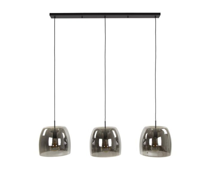 Hanglamp 3L drift glass - Smoke grey glas