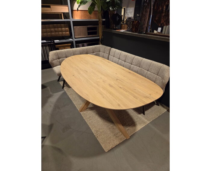 Eettafel Vienna organisch eikenhout - houten spinpoot - 160x100 cm