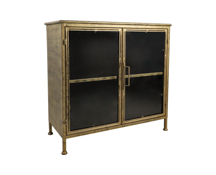 Vitrinekastje Fletcher - 93x42x90 - Antique Gold - Metaal/glas