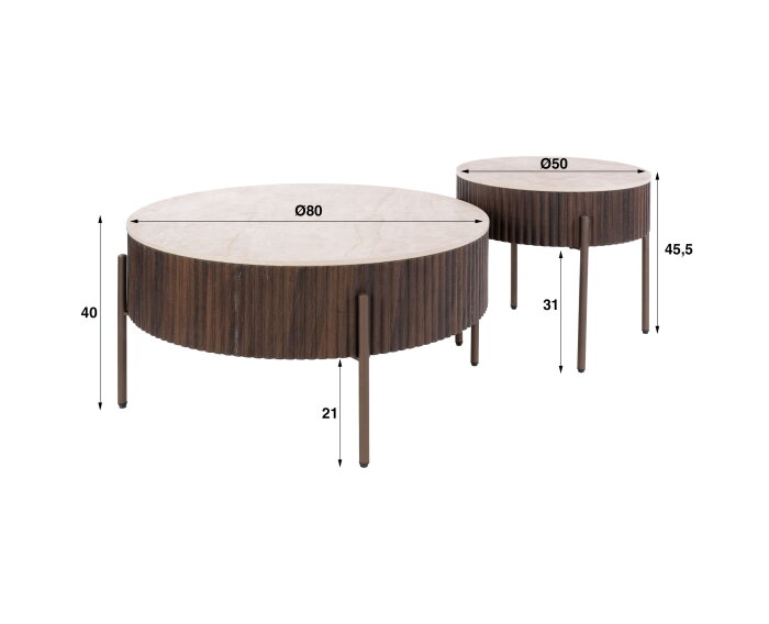 Salontafel Ceramo rond set/2 - 3D keramiek Taj Mahal