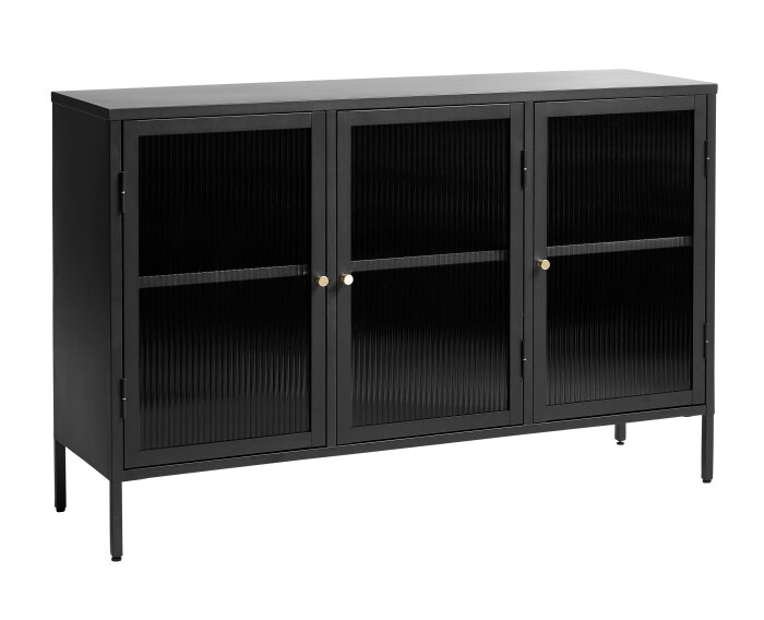 Dressoir Bronco metaal glas 132 cm - zwart