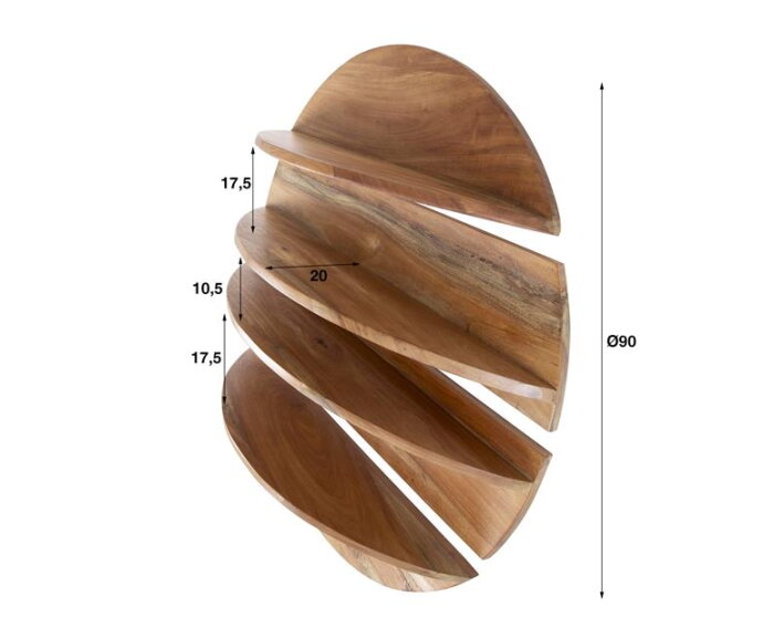 Wandschap set/4 rond - Massief margosa naturel
