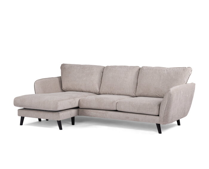 3 seater sofa CL left, fabric Orinoco 23, K460 beige, black leg