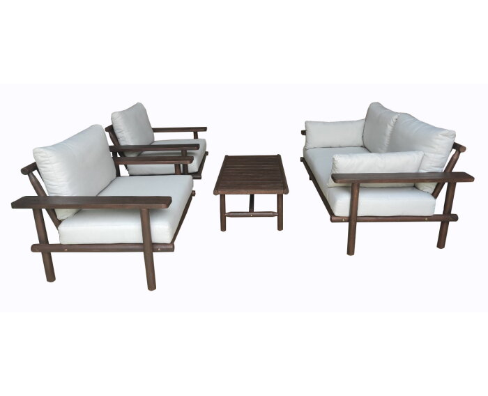 LARUNA LOUNGE SET  -  WOOD ACACIA VINTAGE DARK TEAK LOOK