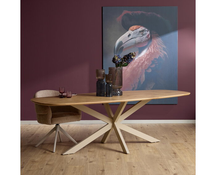 Eiken eettafel Ferris | Deens Ovaal 200 cm | Naturel | Poot Sand