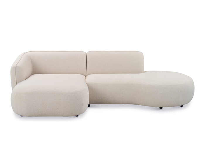Organische hoekbank Valerie Boucl&eacute; met chaise longue rechts - 276x150x75 cm - Japandi - Beige