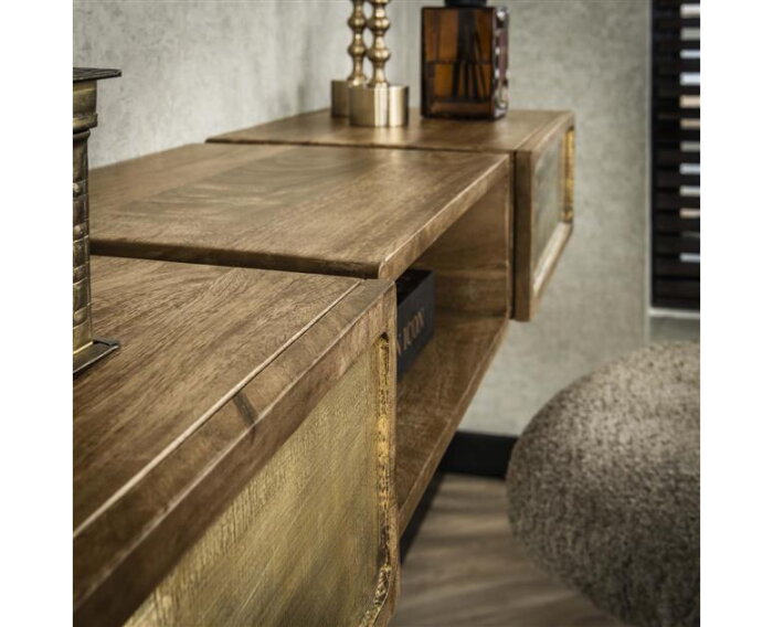 Kaptafel 2L brass - Massief mango zwart