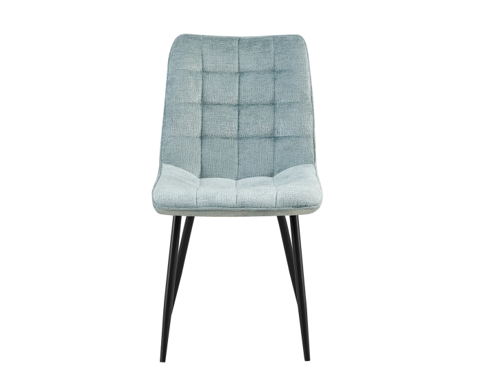 Combideal Leonardo: ronde eettafel Mangohout 120 cm met 4 Leonardo eetkamerstoelen - Stof perfect harmony - Lichtblauw