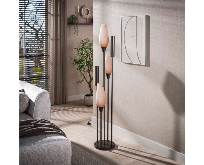 Vloerlamp Cocoon 5-lichts Frosted Sienna bruin &ndash; hotel chique design - 35x35x178 cm