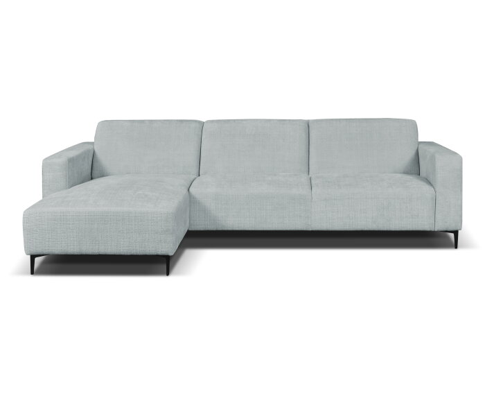 Hoekbank Nolan met Chaise Longue Links &ndash; Cremona Stof - Lichtgrijs - 275x150x84 cm