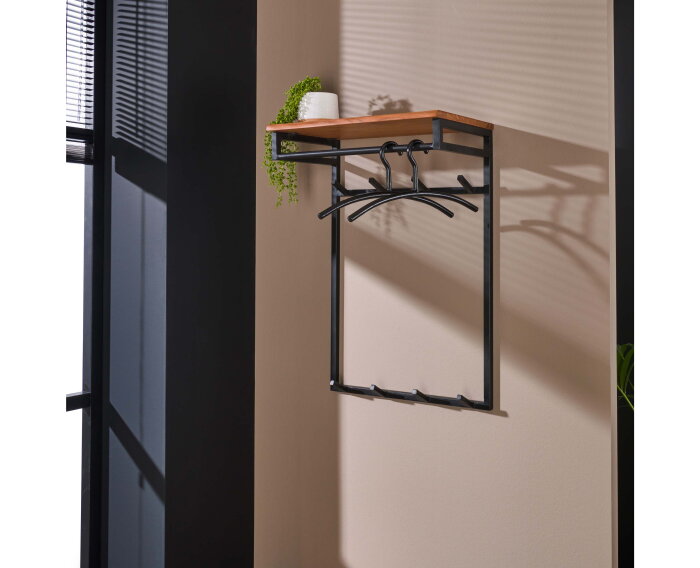 Kapstok custom hoog 2x4 haken - Massief acacia naturel