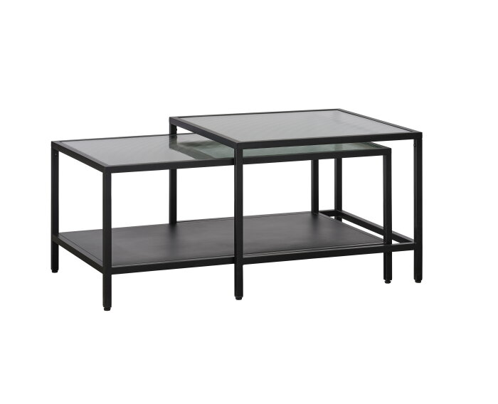 Salontafel Bronco set van 2 Metaal glas - Zwart