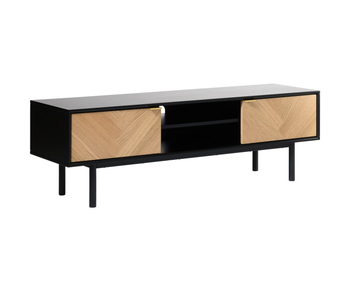Tv-meubel Calvin 160 cm eiken visgraat - zwart