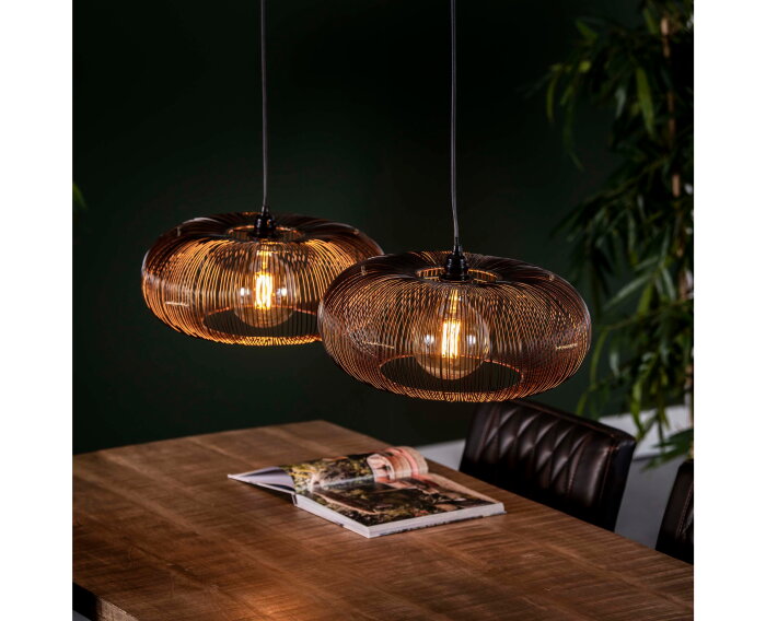 Hanglamp Copper twist 2 lampen &Oslash;43 cm - Zwart nikkel