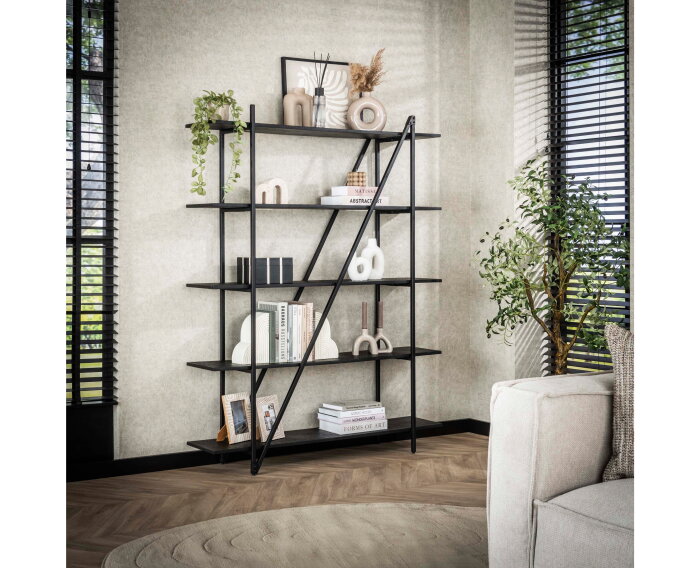 Wandkast 140cm 5 laags Piega - Grijs