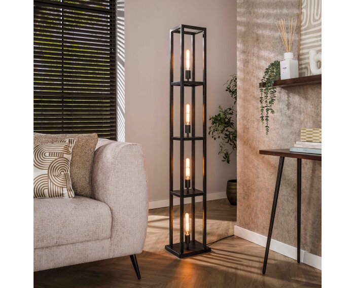Vloerlamp 4L Quadra - Artic zwart