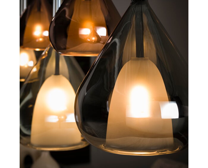 Hanglamp 5L mix glass Wings - Zwart