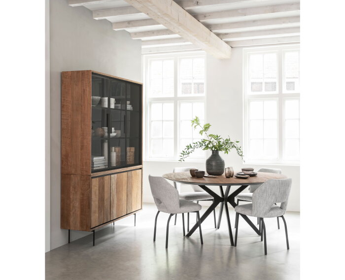 Eettafel Metropole rond teakhout &Oslash;160 cm