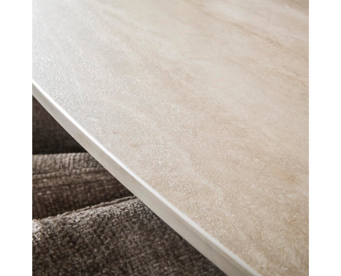 Eettafel Romano Deens ovaal travertin keramiek 180 cm - Beige