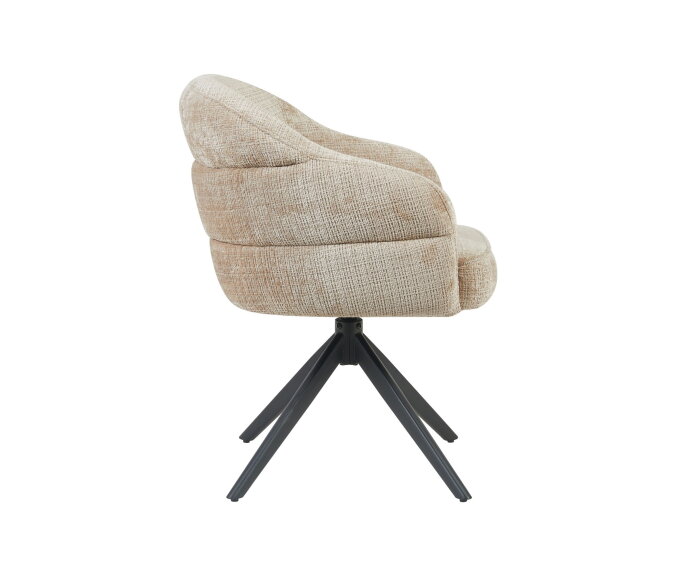 Eetkamerstoel Bella | Beige | Poot Black | Met armleuning