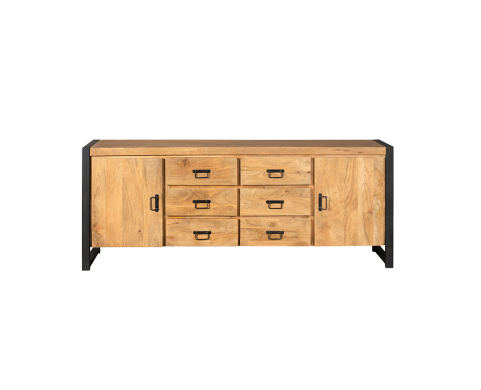 Dressoir Boaz 200 cm mango metaal - Naturel | Meubelplaats
