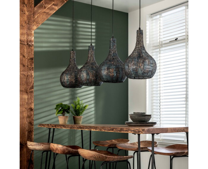 Hanglamp Armor kegel 4- lichts - Zwart bruin