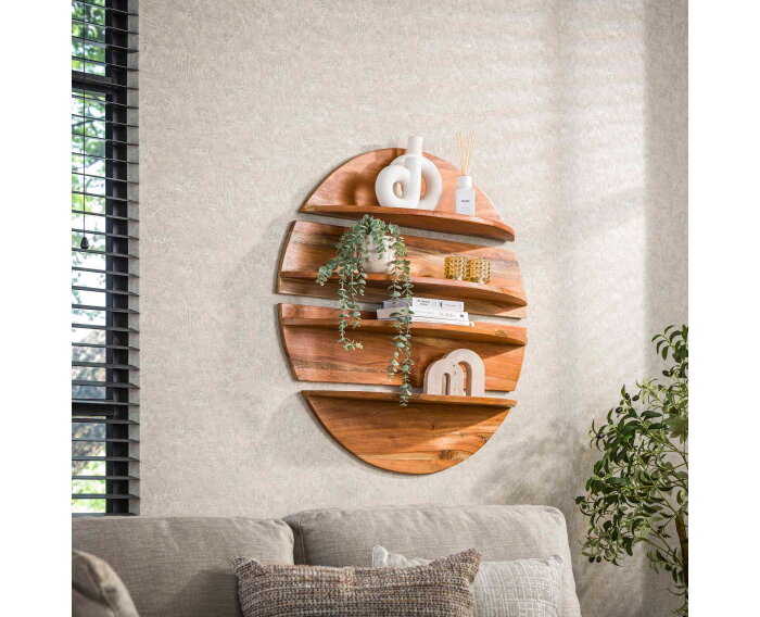 Wandschap set/4 rond - Massief margosa naturel