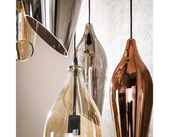 Hanglamp Cocoon getrapt mix glass 5 lampen - Zwart