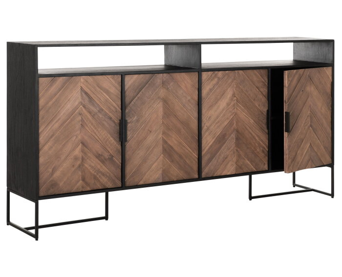 Dresser Criss Cross No.2, 4 doors, open rack,100x200x40 cm, mixed wood
