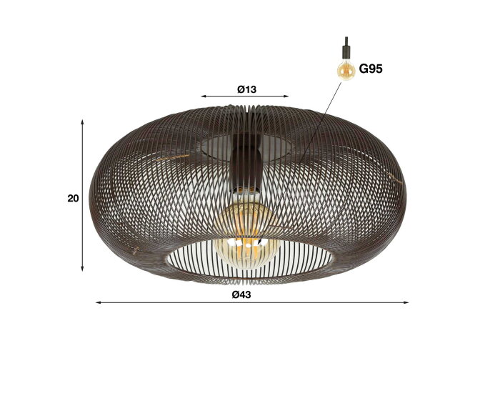 Plafondlamp Copper twist &Oslash;43 cm - Zwart nikkel