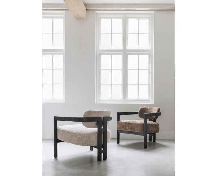 MUST Living fauteuil Kelly - Luxor Hazelnut - Zwart - 75x73x73 cm