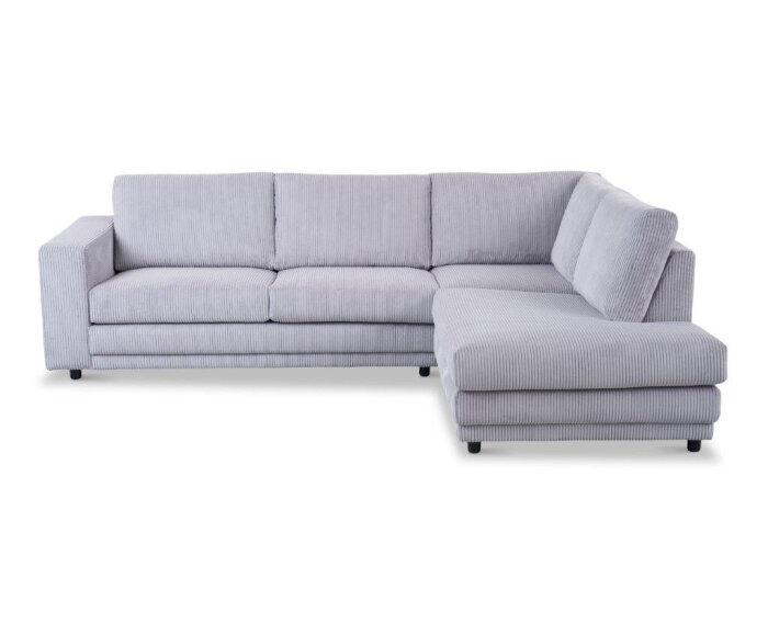 Hoekbank Livaro Beige - Zoom 19 Ribstof &ndash; Ottomane rechts &ndash; 261x204 cm
