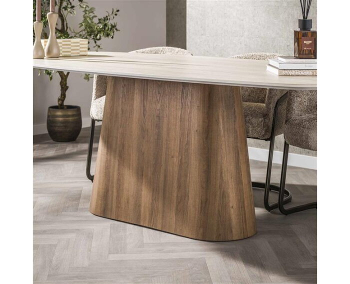 Eettafel 215 centre Romano - Ceramic 3D Travertine